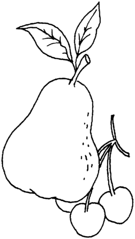 Pear And Cherries Coloring Page